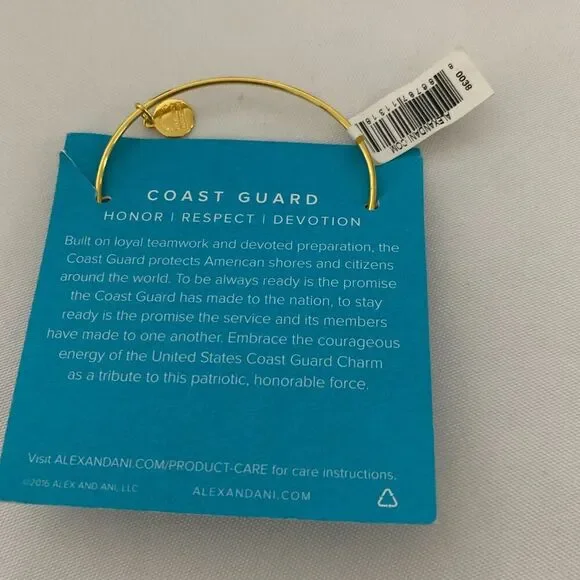Alex and Ani US COAST GUARD Bangle Bracelet Expandable Yellow Gold Finish NWT - Picture 4 of 6